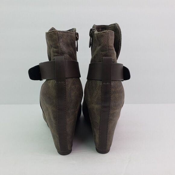 Aldo Womens Size 9 Gray Leather Fashion Hidden Wedge Zip Up Ankle Booties Shoes - Picture 7 of 12